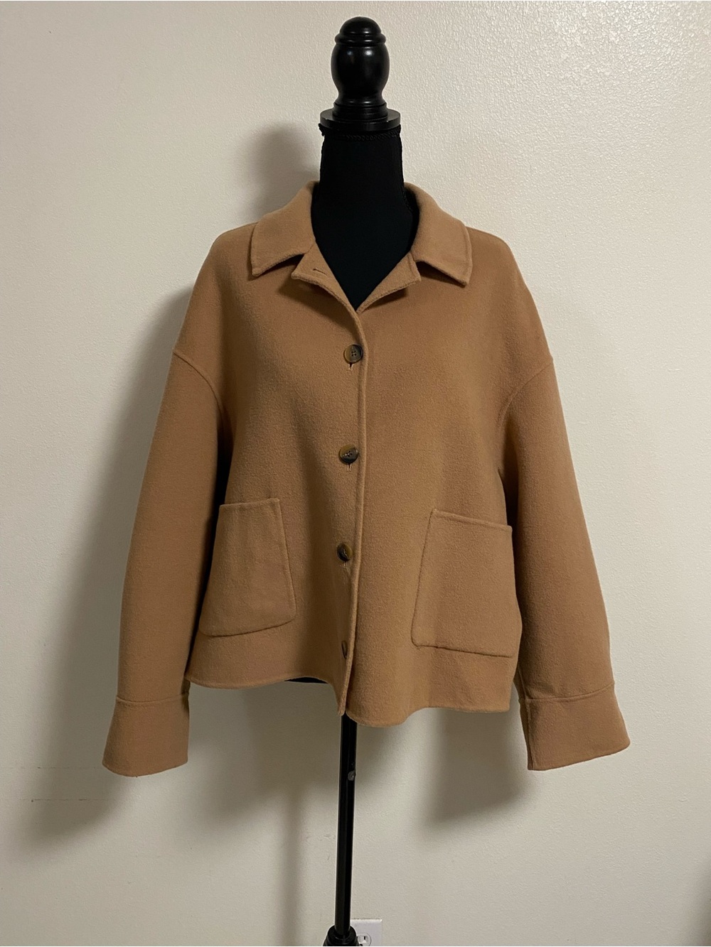 Sezane Mia Jacket Women's Size Large/44 Camel Wool-Blend Coat Jacket NWOT